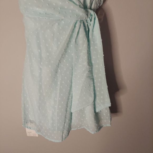 Spaghetti Strap Tie-Front Dotted A-Line Dress - Picture 5 of 10